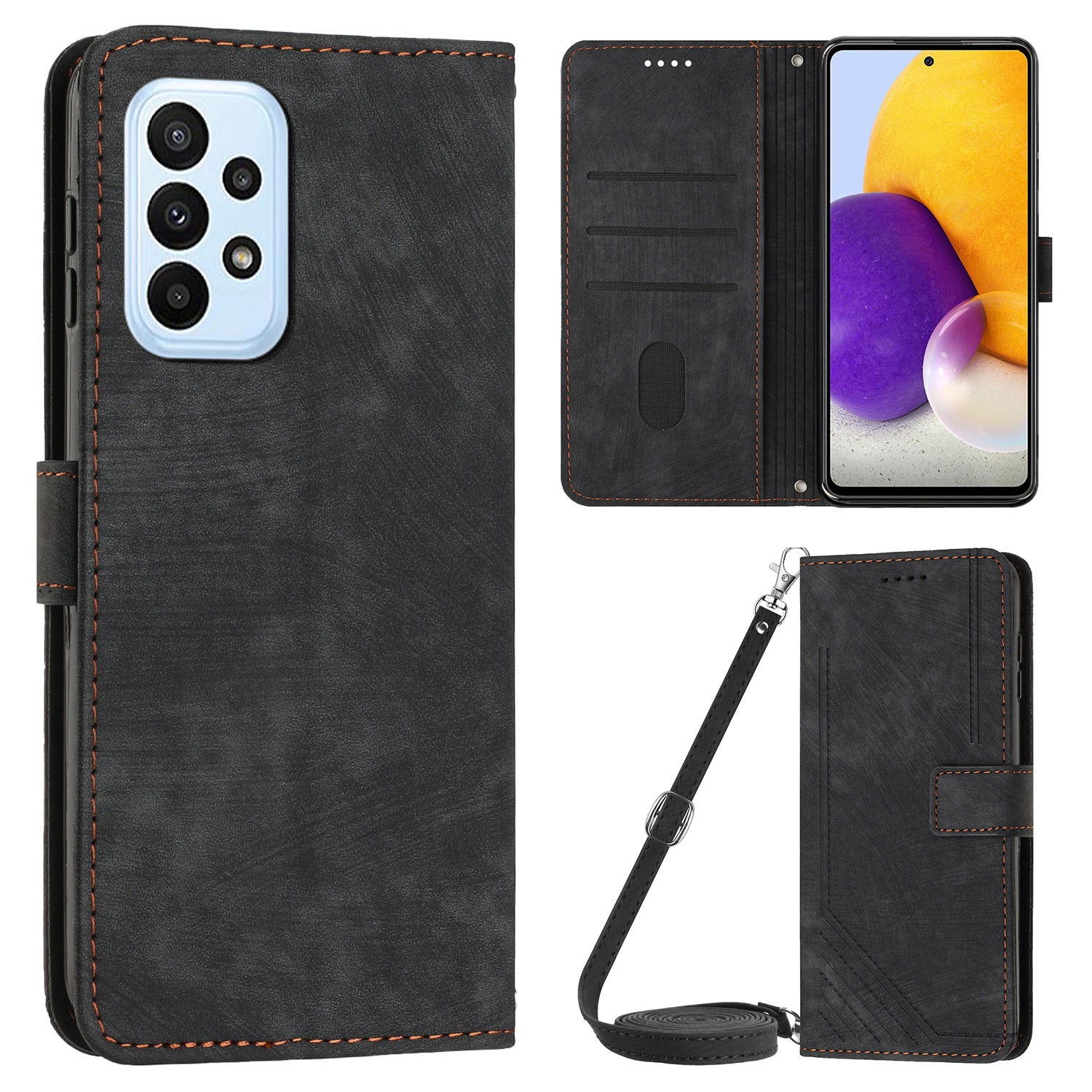 For Samsung Galaxy A73 5G Wallet Phone Case PU Leather Lines Imprinted Shell Stand Phone Cover For Samsung Galaxy A73 5G Wallet Phone Case PU Leather Lines Imprinted Shell Stand Phone Cover